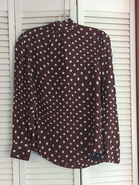 ALEXA CHUNG Brown Polka Dot Mock Neck Blouse XS/S